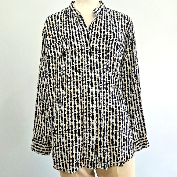 Betabrand Womens Long Sleeves Button-Down Blouse Career Academia Blue White XL - Picture 3 of 9